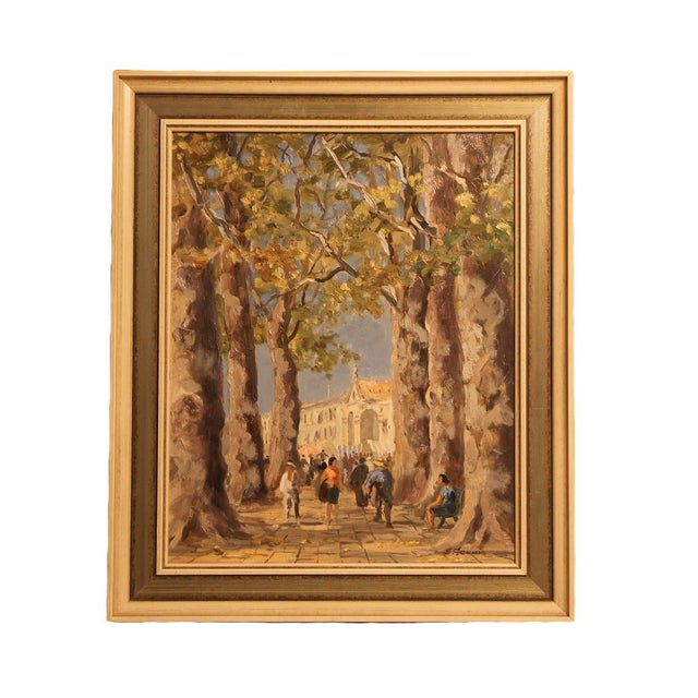 Erich Demmin, Summer Promenade with Figures, 20th Century, Oil on Canvas, Framed For Sale - Image 9 of 9