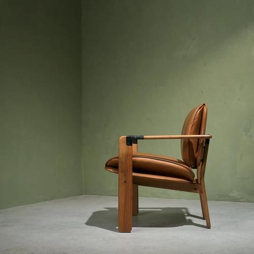 1980s Dueacca Armchair in Walnut and Leather by Franco Poli for Bernini, Italy, 1985 For Sale - Image 5 of 11
