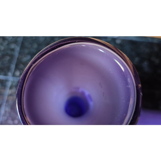 Late 20th Century 1980s Postmodern Oggetti Style Amethyst Swirl Art Glass Floor Vases - A Pair For Sale - Image 5 of 7
