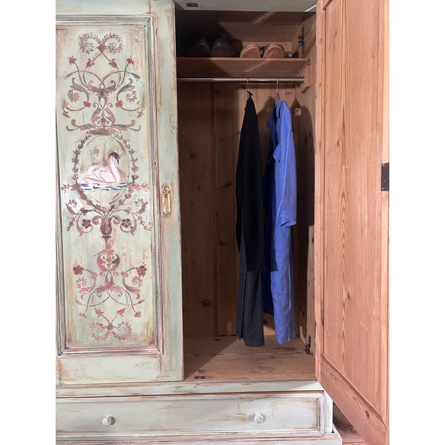 Wood Antique Painted Wardrobe with Versailles Style Panels, 1890s For Sale - Image 7 of 14