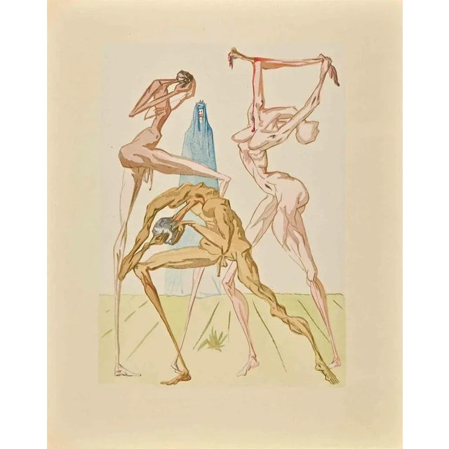 Modern Salvador Dali, The Divine Comedy: The Sodomites, Woodcut Print, 1963 For Sale - Image 3 of 3