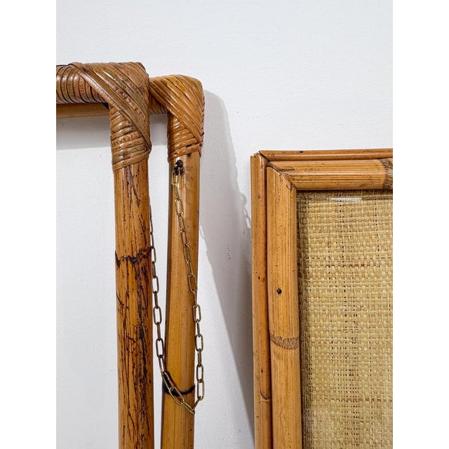 Italian Mid-Century Cane, Bamboo and Woven Rattan Tray Table with Glass Top, 1970s For Sale - Image 16 of 18