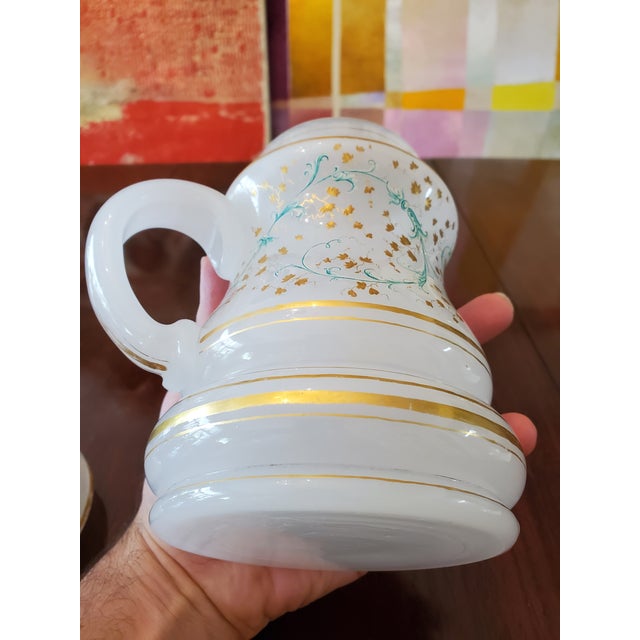 Antique Large Handpainted Opaline Tankard For Sale In Boston - Image 6 of 7