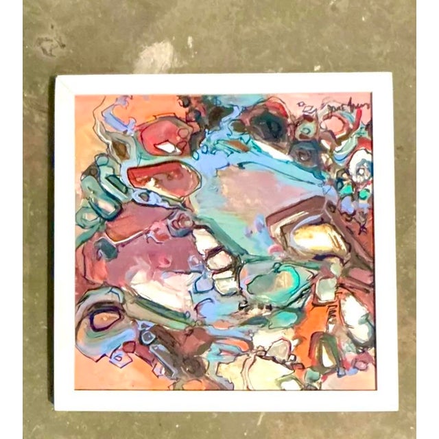 Vintage Boho Original Abstract Oil on Canvas For Sale - Image 4 of 12