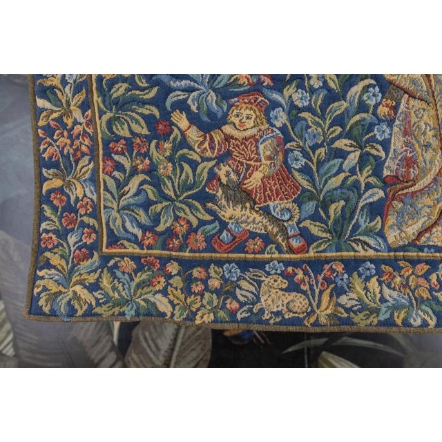 French Tapestry of the Lady with an Organ from Tapisseries Du Lion, 1970s For Sale - Image 14 of 18