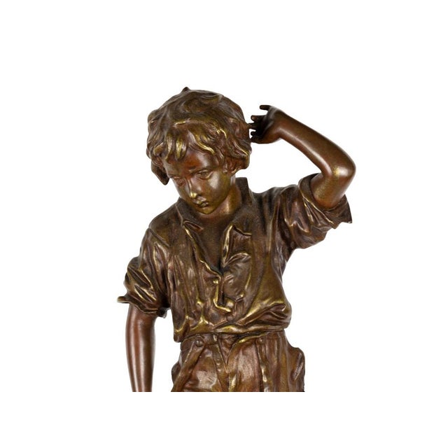 Charles Anfrie, Boy Sculpture, 1800s, Bronze For Sale - Image 5 of 11