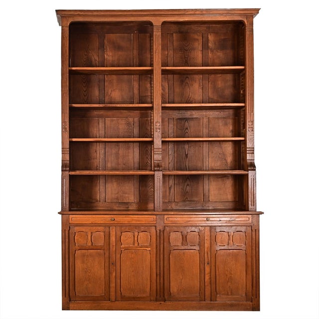 French Mid-Century Oak Bookcase For Sale In Baton Rouge - Image 6 of 14