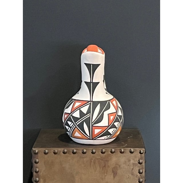 Late 20th Century Late 20th Century Acoma Pueblo Fine Art Wedding Vase - Hand-Painted Polychrome Pottery 8"x 6" For Sale - Image 5 of 8