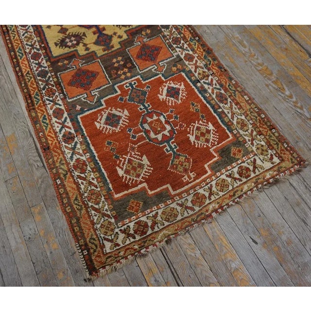 1875s Navy Geometric Antique E. Anatolian Kurdish Runner Carpet 3' 6" X 12' 9" Knotted Wool Rug For Sale - Image 11 of 12
