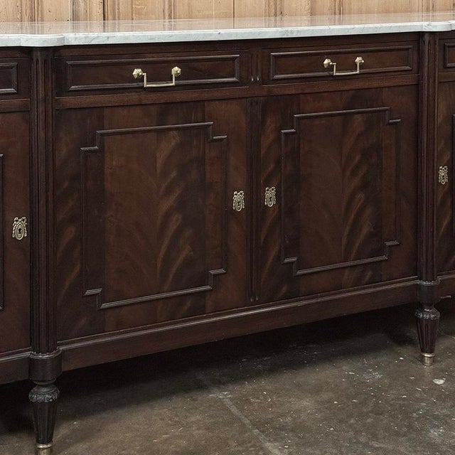 Wood French Louis XVI Mahogany Buffet With Carrara Marble For Sale - Image 7 of 18