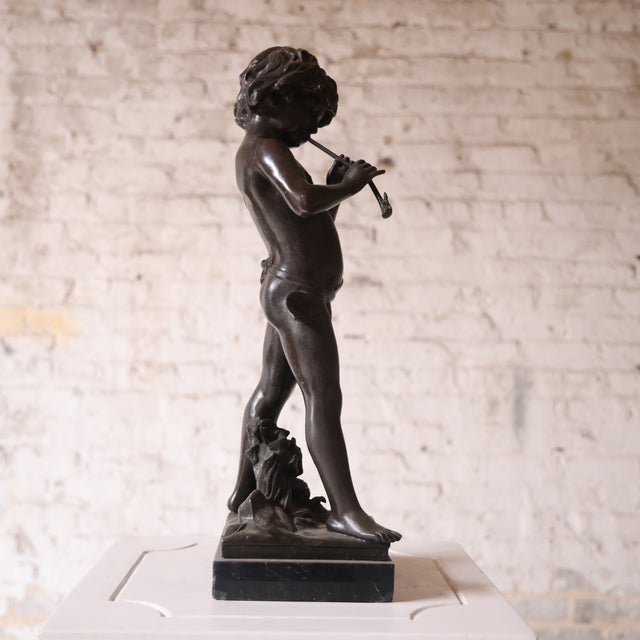 French 19th Century French Bronze Figural Sculpture of a Boy For Sale - Image 3 of 4