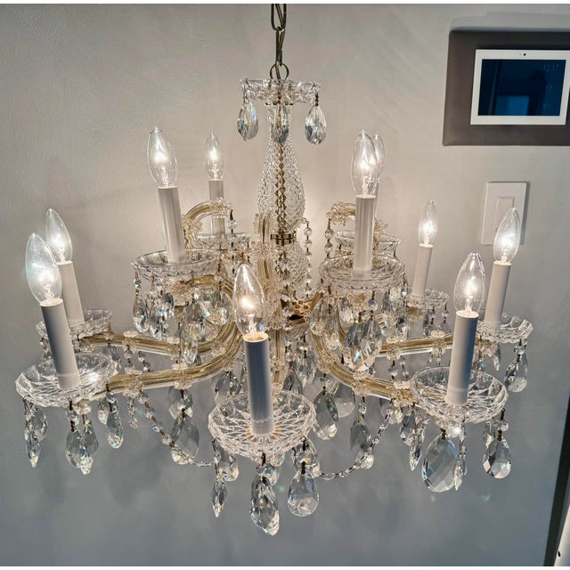 Traditional Maria Theresia Style Crystal Chandelier - 12 Lights For Sale In Miami - Image 6 of 9