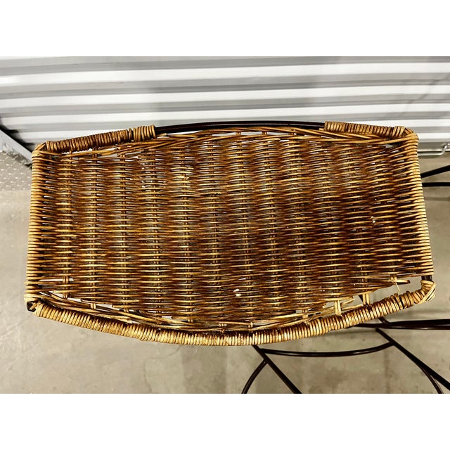1970s 1970s Arthur Umanoff Wrought Iron & Wicker Stools - Set of 3 For Sale - Image 5 of 9