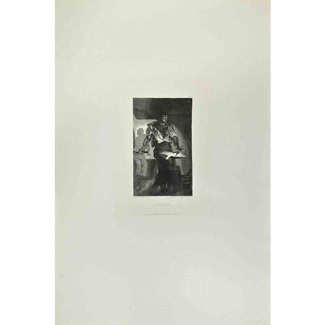 Un Forgeron is an artwork realized by Eugène Delacroix in the 1870s. Etching. Good conditions. Realized for the "Société...
