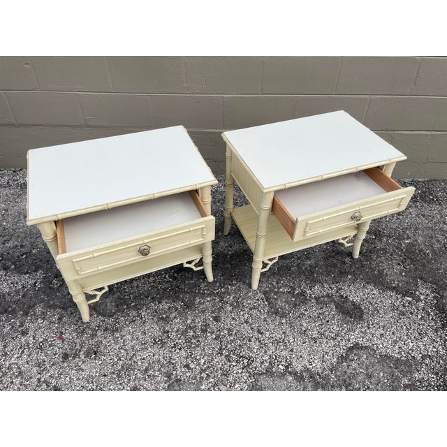 Vintage Thomasville Allegro Faux Bamboo Nightstand Pair Chairish