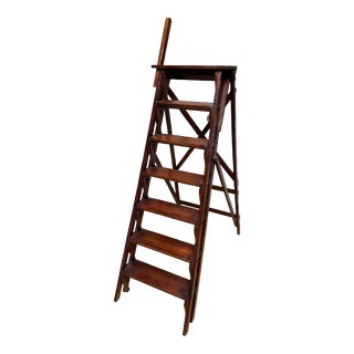 Restoration Hardware 19th Century Folding Step Ladder Tiered Display Shelf For Sale