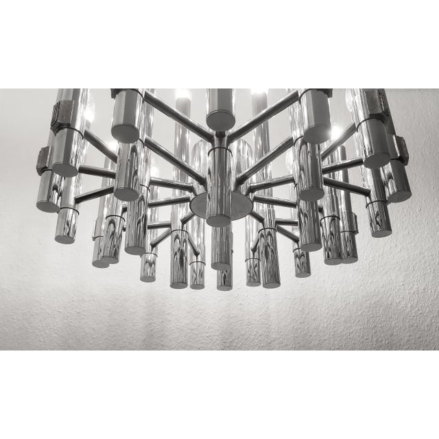 Mid-Century Modern Brutalist 25-Light Chandelier in Chrome by Angelo Brotto for Esperia, Italy, 1960s For Sale - Image 3 of 9