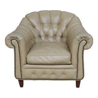 Harden Leather Tufted Club Chair For Sale