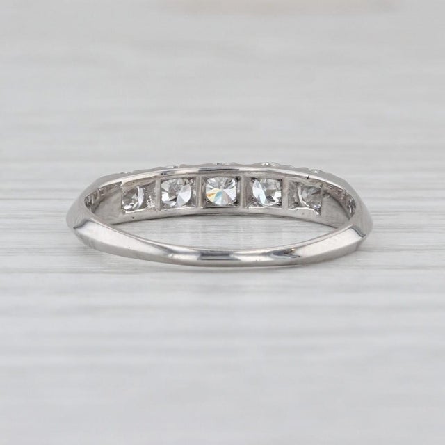 Metal Vintage 0.60ctw Diamond Wedding Band 900 Platinum Size 7 Anniversary Ring For Sale - Image 7 of 9