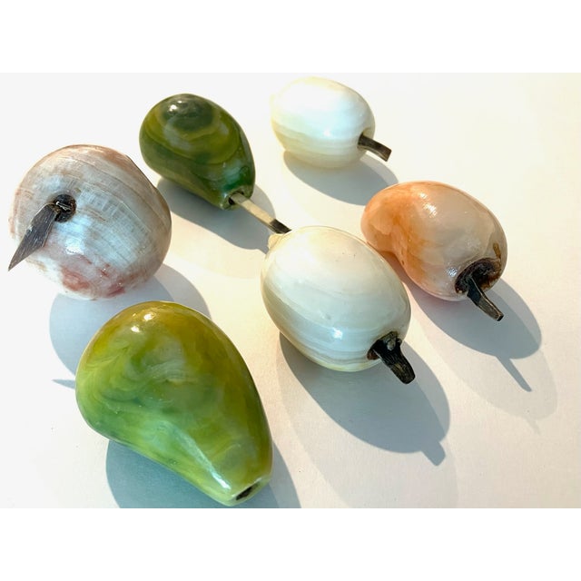 Gemstone 1930s Chalcedony Style Hardstone Decorative Various Stemmed Fruits- Set of 6 For Sale - Image 7 of 7