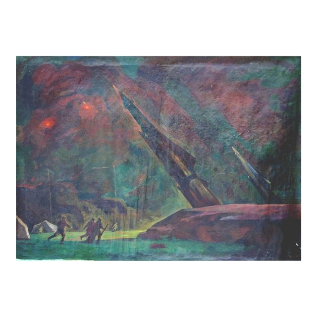 Soviet Army Oil Painting, Ukrainian Artist, 1982 120-170 For Sale