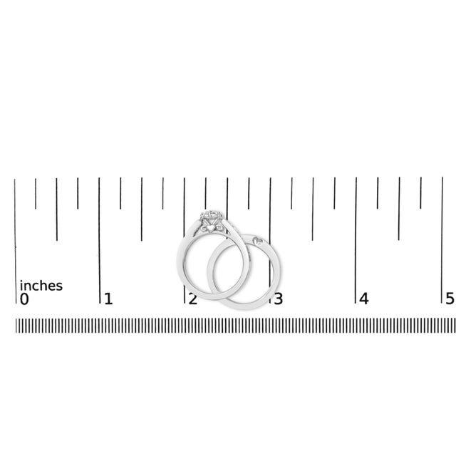 Sterling Silver 1/2 Cttw Diamond Cluster Flower Bridal Set - Size 7 For Sale In New York - Image 6 of 6