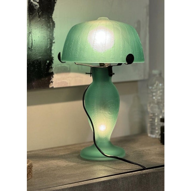 1920s Art Deco Daum Nancy Acid-Etched Cameo Glass Table Lamp 13.5"x8" For Sale - Image 14 of 15