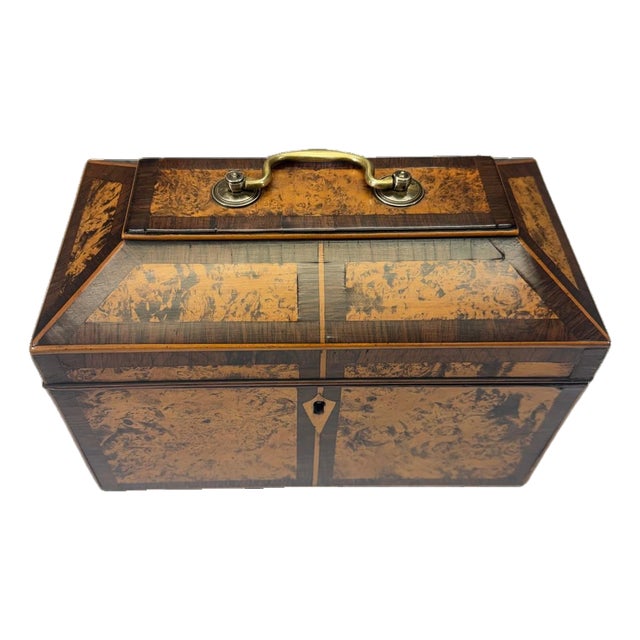 Regency Burl Wood Tea Caddy, England, Early 19th Century For Sale