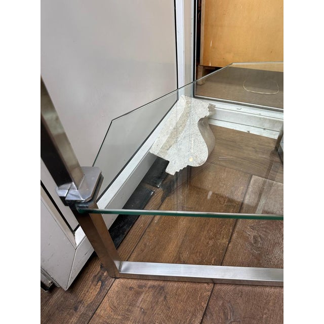 Large Chrome and Glass Corner Display Showcase by Peter Ghyczy, 1970s For Sale - Image 15 of 17