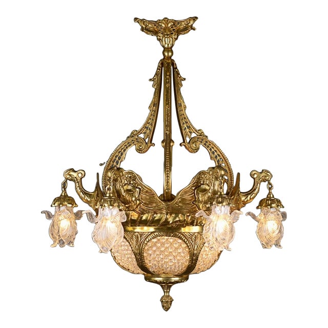1980 French Louis XVI Bronze Crystal Chandelier – 16 Lights For Sale