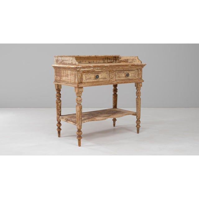 1900s French Louis XVI Wood Patinated Console Table For Sale - Image 12 of 12