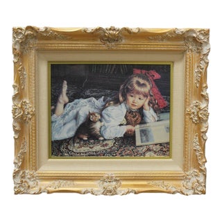 Framed Signed Limited Edition Giclee on Canvas "Kitten Tales" by Sandra Kuck For Sale