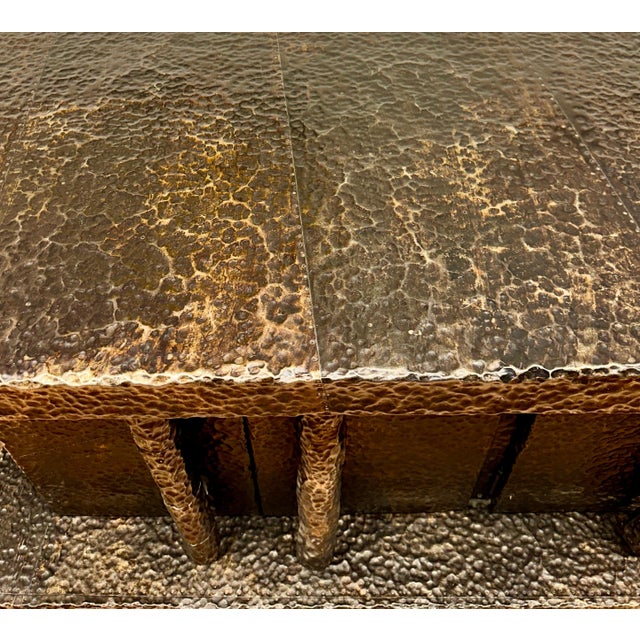 Early 20th Century Brutalist Hand Hammered Metal Clad Credenza For Sale - Image 13 of 18