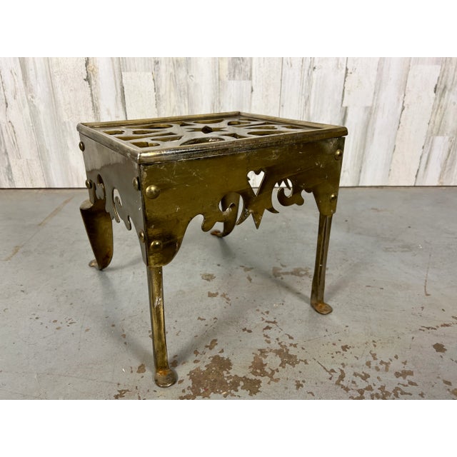 Antique Brass Fireplace Trivet / Footman For Sale - Image 10 of 12