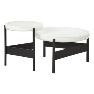Alwa Two 5600WB Side Table with White Top and Black Base by Sebastian Herkner for Pulpo For Sale