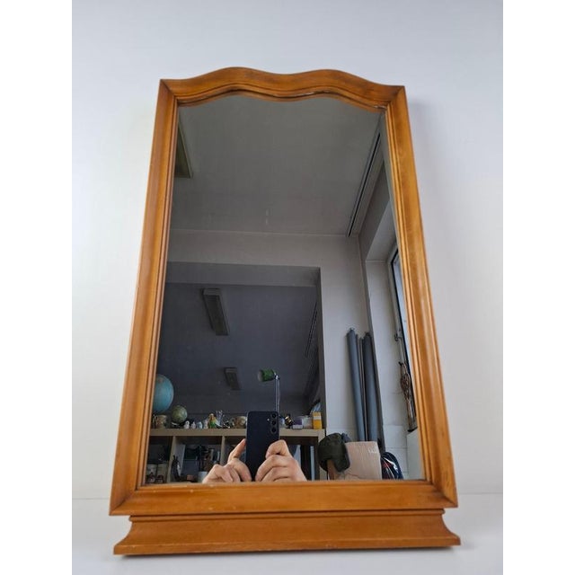 Mid-Century Curved Walnut Frame Mirror, Former Czechoslovakia, 1960s For Sale - Image 3 of 16