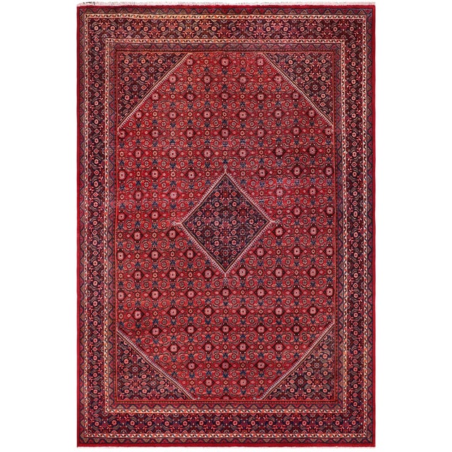Persian Tabriz Mahi Red/Purple Wool Rug - 9'11'' X 12'11'' For Sale - Image 10 of 10
