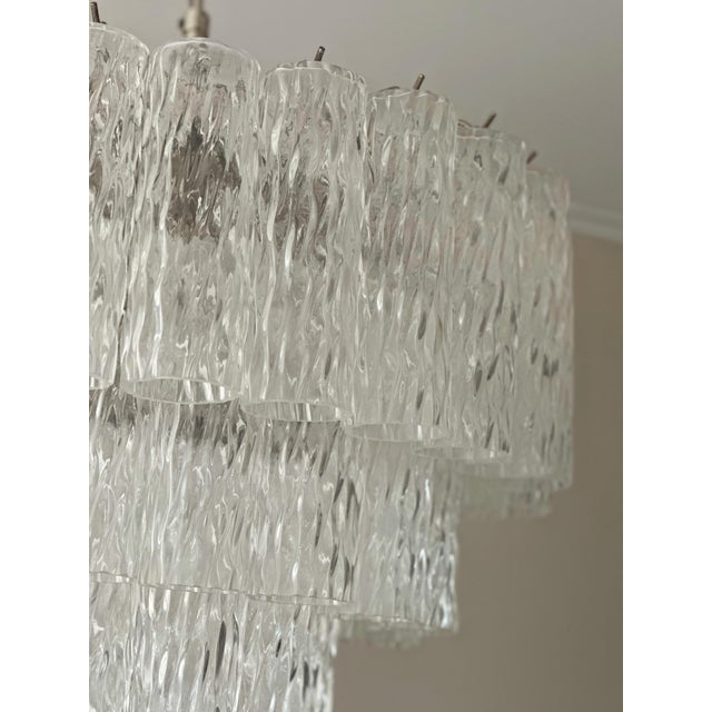 Murano Chandelier with Tubular Prisms in Clear Glass For Sale - Image 4 of 5