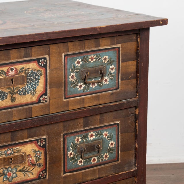 19th Century Original Hand Painted Blanket Chest of Three Drawers From Hungary For Sale - Image 9 of 13
