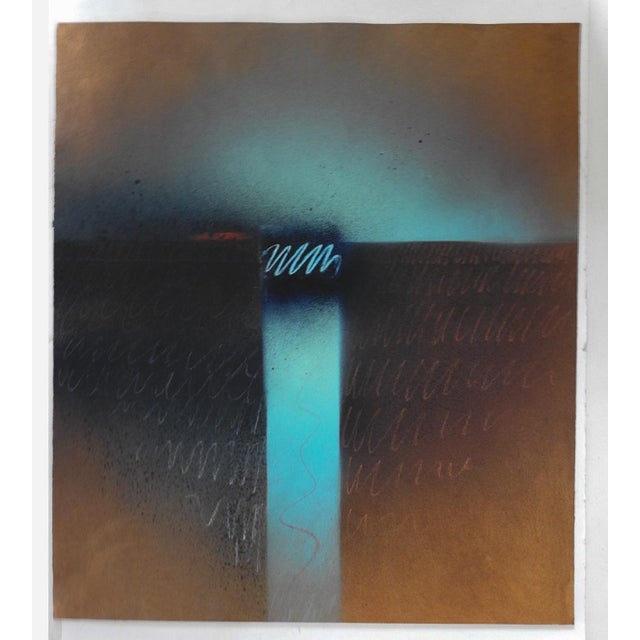 1970s 1970s Turquoise and Rust Abstract Painting For Sale - Image 5 of 5