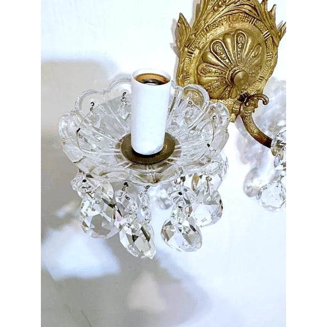 Metal 1930s Bronze Sconces With Crystal Prisms - a Pair For Sale - Image 7 of 12