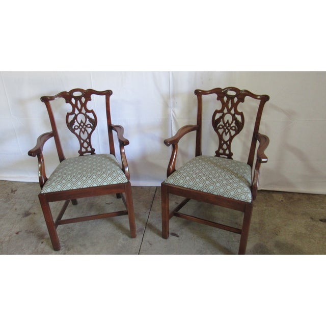 Brown 1980s Baker Charleston Chippendale Dining Room Chairs Mahogany For Sale - Image 8 of 10