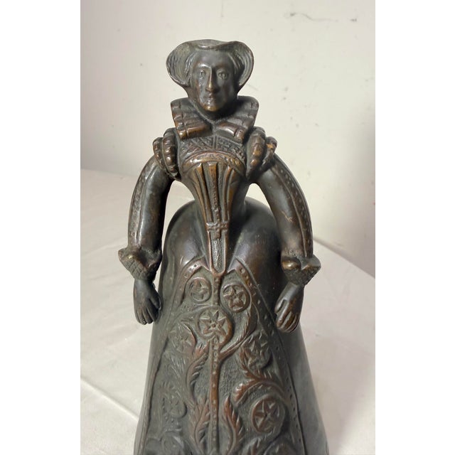 This exquisite antique Victorian bronze bell features an Elizabethan bell lady design is a unique and decorative...
