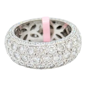 White Diamond Pave Eternity Ring in 18K White Gold, size 5