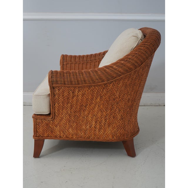 Traditional Ethan Allen Wicker Club Chair W. Cushions For Sale - Image 3 of 12