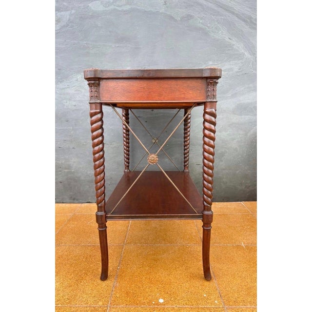 English Jacobean Revival Barley Twist Side Table With Drawer, 20th Century For Sale - Image 10 of 10