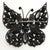 Abstract Vintage Regency Butterfly Brooch Black & White Rhinestones For Sale - Image 3 of 4