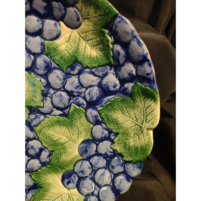 Mid-Century Modern Vintage Fitz and Floyd Hand Painted Grapes & Leaves Plates- Set of 4 For Sale - Image 3 of 5