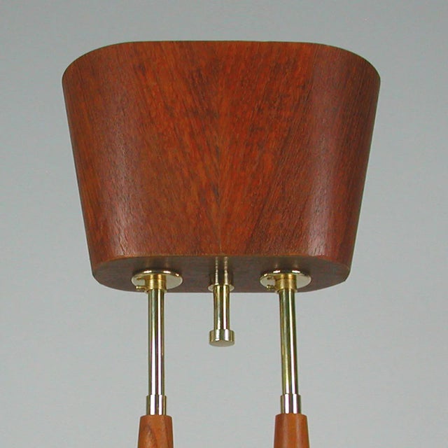 Mid-Century Swedish Modern Teak and Satin Glass Chandelier, 1960s For Sale - Image 11 of 18