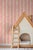 Traditional Garden Leaf Stripe Grasscloth Wallpaper by House Party | Blush Pink & Coral | 6 Yards For Sale - Image 3 of 6